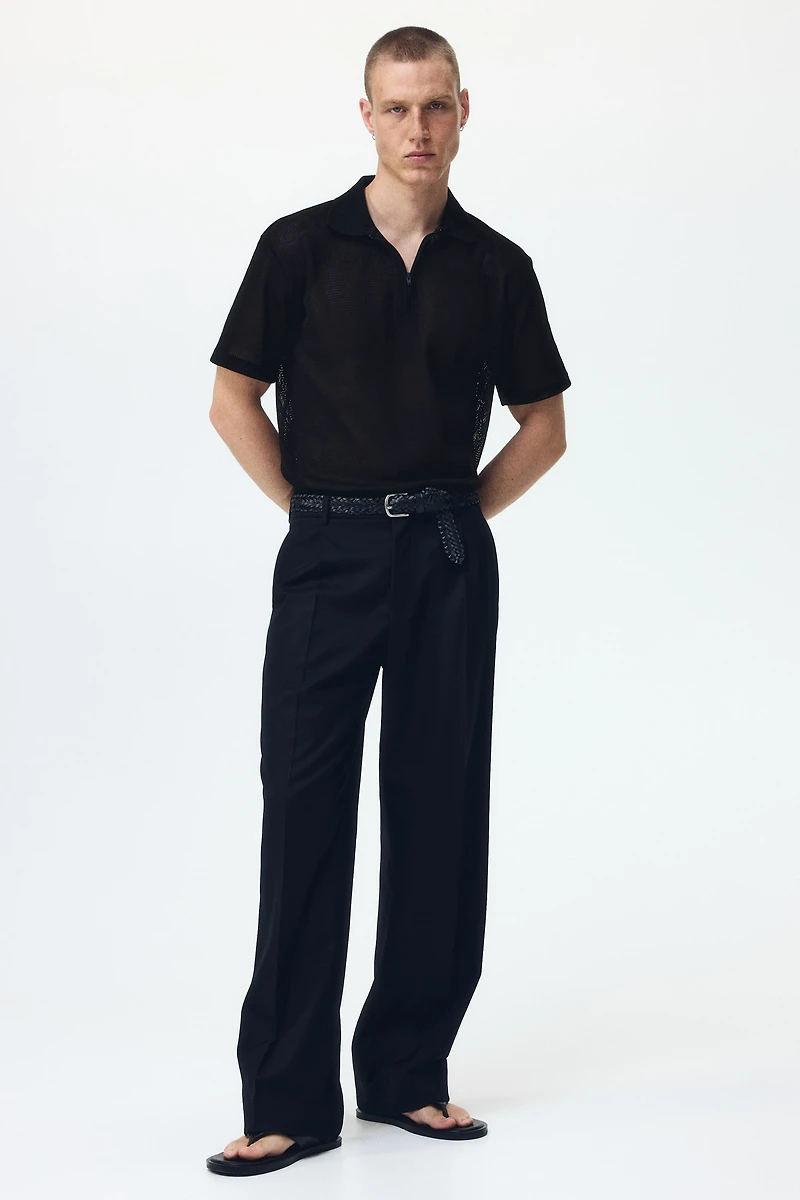 Regular-Fit Open-Knit Polo Shirt