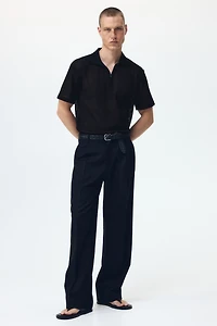 Regular-Fit Open-Knit Polo Shirt