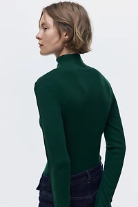 Half-Zip Mock Turtleneck Top