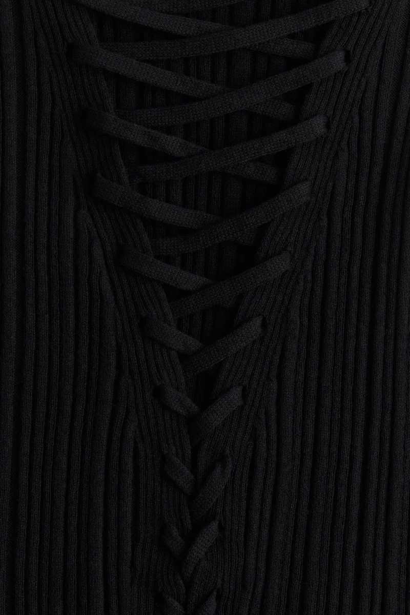 Lacing-detail Rib-knit Tank Top