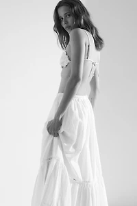 Lace-Inset Cotton Skirt