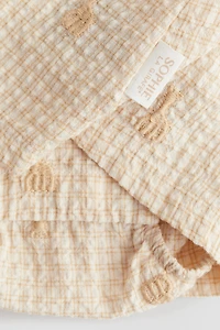 Embroidered-Detail Seersucker Dress