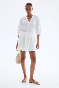 Balloon-Sleeved Poplin Blouse