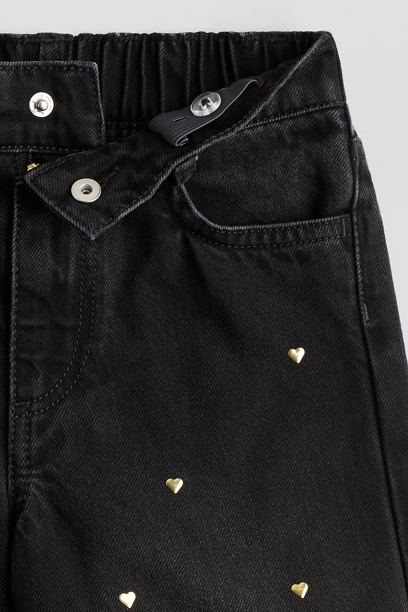 Motif-Detail Wide Leg Jeans