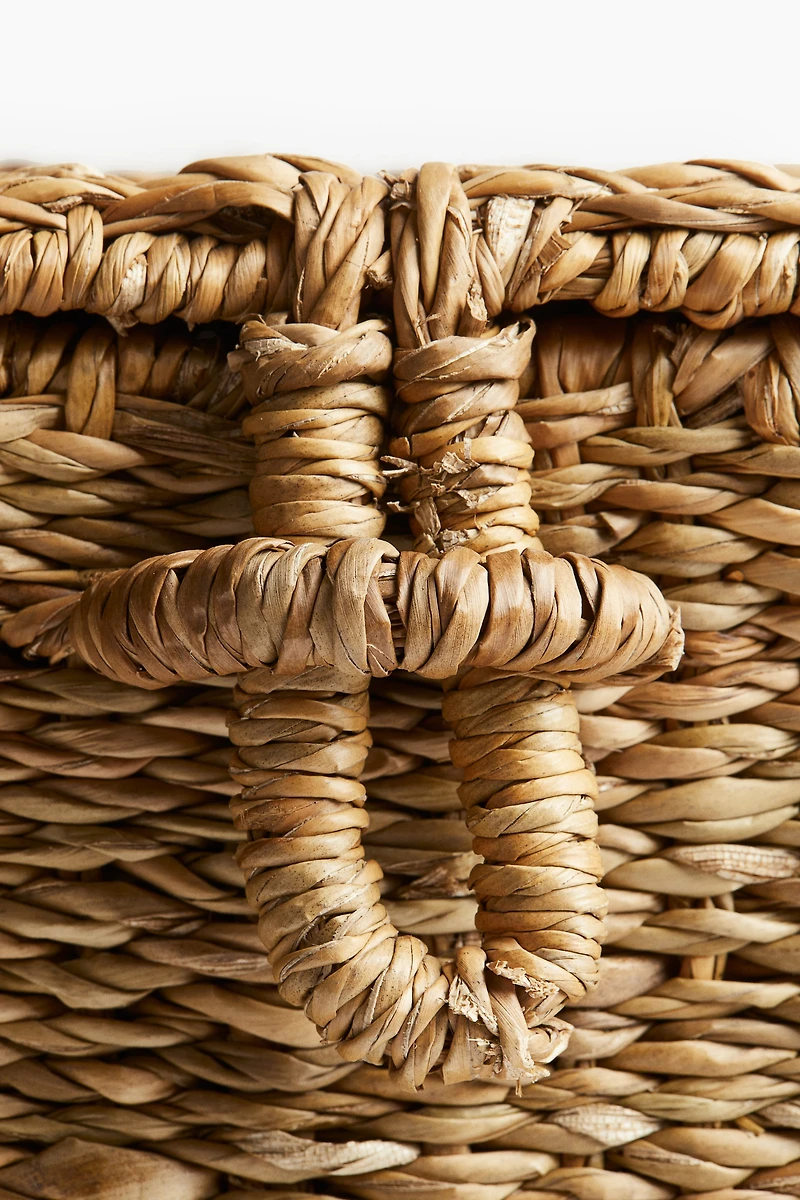 Panier de rangement en jonc de mer avec couvercle