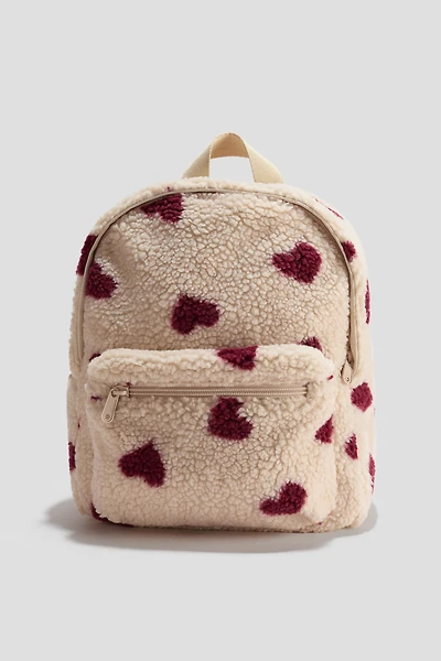Printed Teddy Fleece Backpack