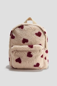 Printed Teddy Fleece Backpack