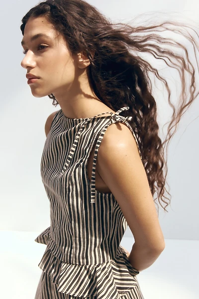 Linen-Blend Peplum Top