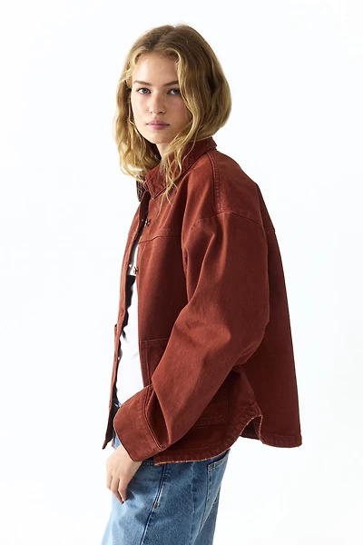 Veste-chemise en sergé de coton