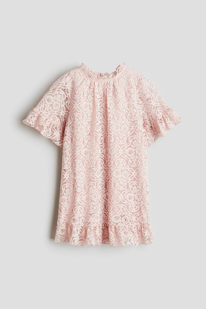 Ruffle-Trimmed Lace Dress
