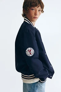 Motif-Detail Baseball Jacket