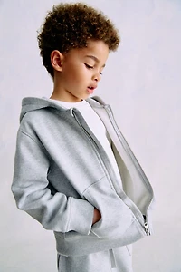 Hooded Cotton Sweatshirt Jacket