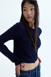 Pocket-Detail Jersey Cardigan