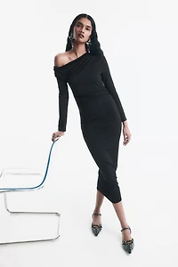 Draped one-shoulder dress