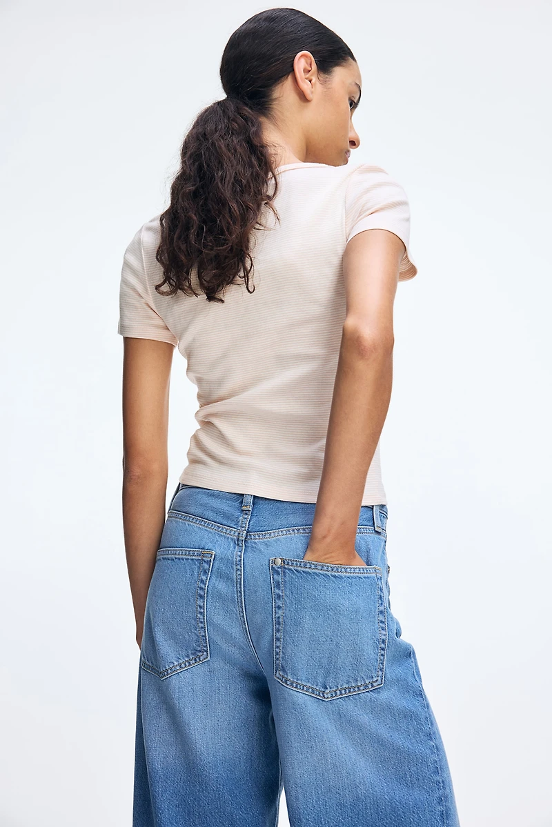 Button-Top Scoop-Neck T-Shirt