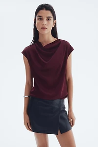 Cap-Sleeved Satin Blouse