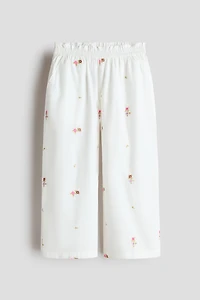 Embroidered-Detail Cotton Pants