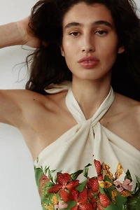 Robe dos nu en lin mélangé