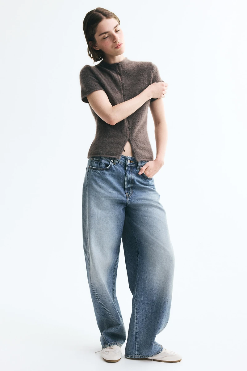 Short-Sleeved Fine-Knit Cardigan