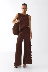 Eyelet-Embroidered Tie-Detail Pants
