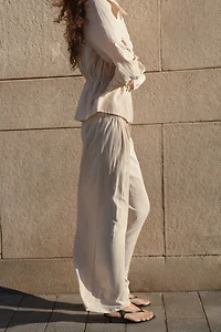 Wide-Leg Drawstring Pants