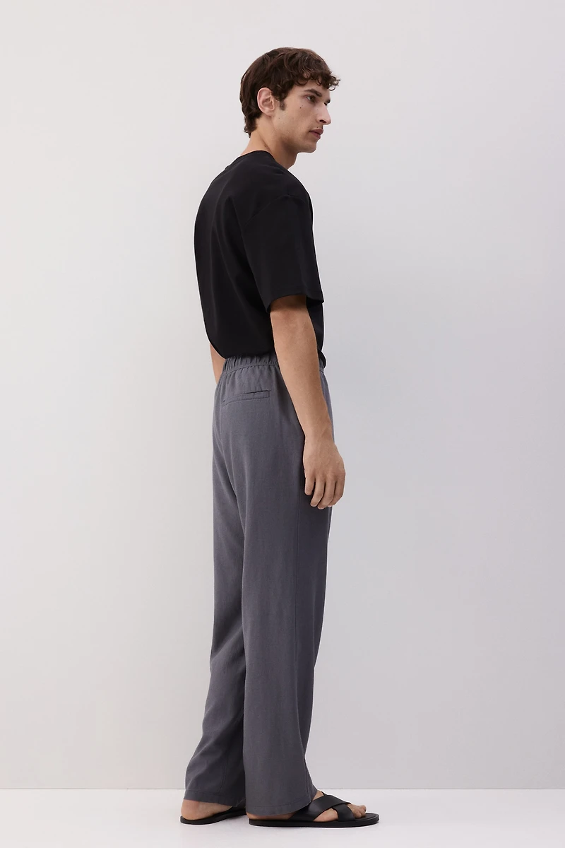 Relaxed Fit Linen-Blend Pants