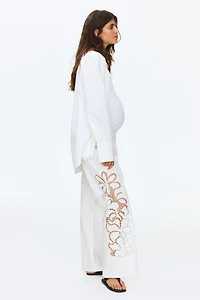 MAMA Pants with Eyelet Embroidery