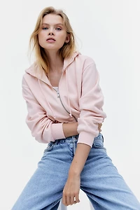 Short Hooded Sweatshirt Jacket