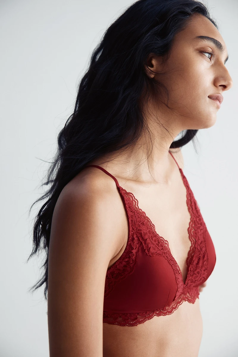 Padded Soft-Cup Microfiber and Lace Bra