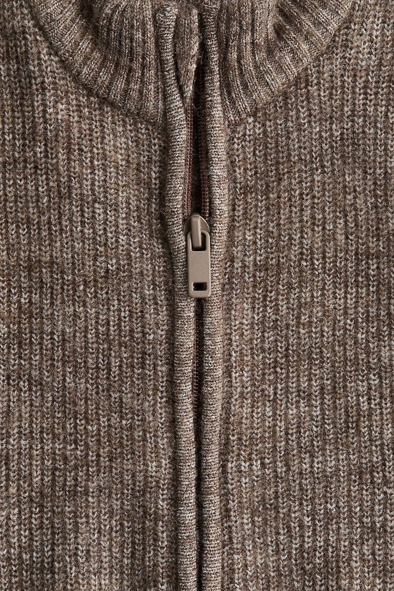 Rib-Knit Cardigan with Zipper