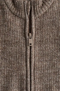 Rib-Knit Cardigan with Zipper