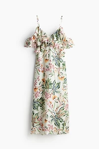 Flounced Open-shoulder Dress