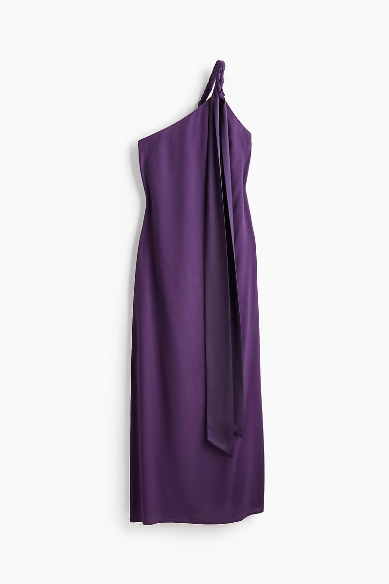Braided-Detail One-Shoulder Dress