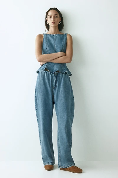 Barrel-Leg Denim Pants