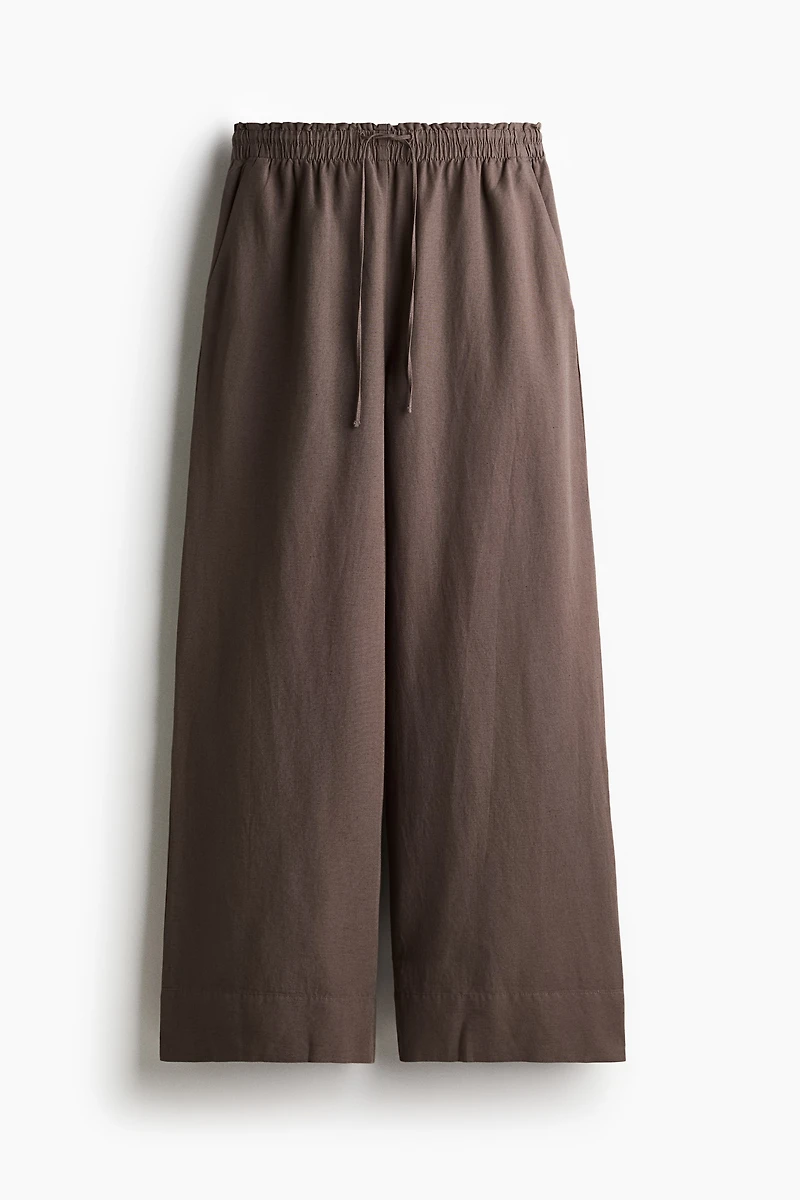 Wide-Leg Linen-Blend Pants