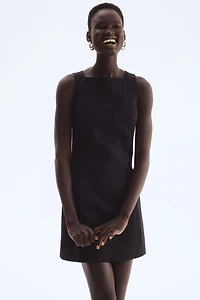 Square-Neck Twill Dress
