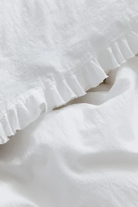 Parure de couette lit double à volant