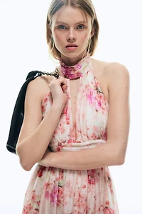 Tie-Detail Halterneck Dress