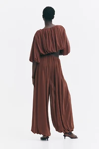 Draped Balloon-Leg Pants