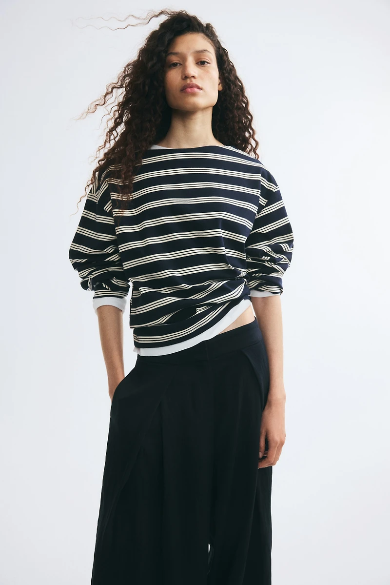 Long-Sleeved Boat-Neck Top
