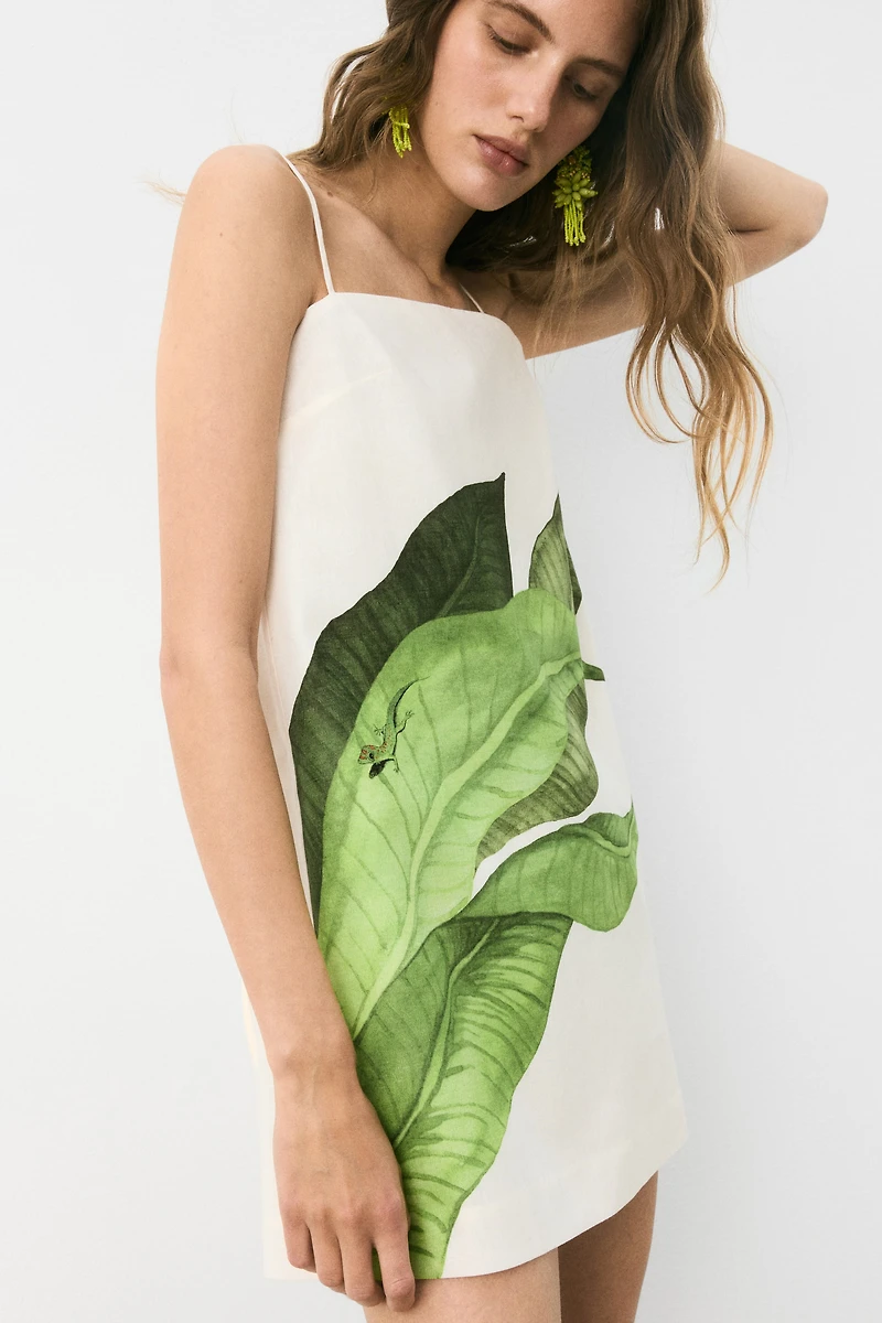 Linen-Blend Strappy Dress