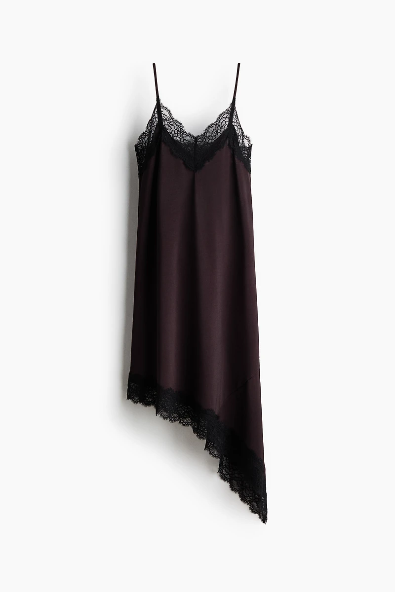 Lace-Trimmed Slip Dress