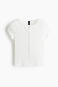 Ribbed Button-Front Top