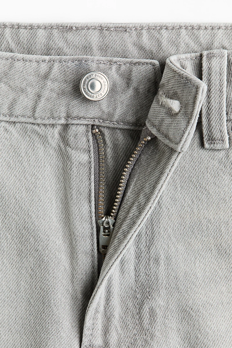 Raw-edge denim shorts