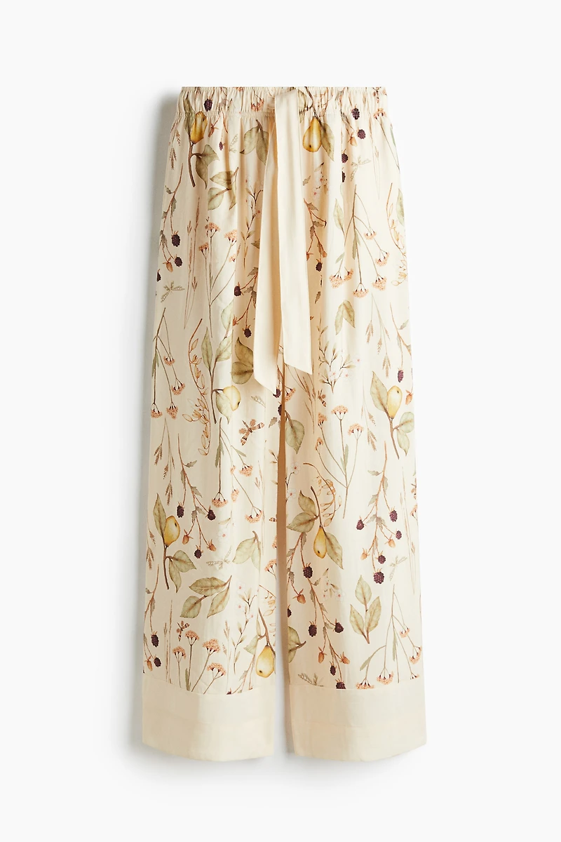 Pantalon large avec ceinture à nouer