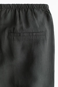 Straight linen-blend trousers