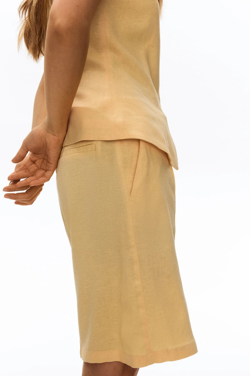 Short Bermuda en lin mélangé