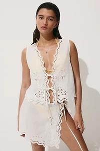 Tie-Front Cotton Beach Top