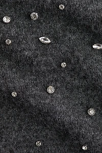 Rhinestone-Embellished Fine-Knit Top