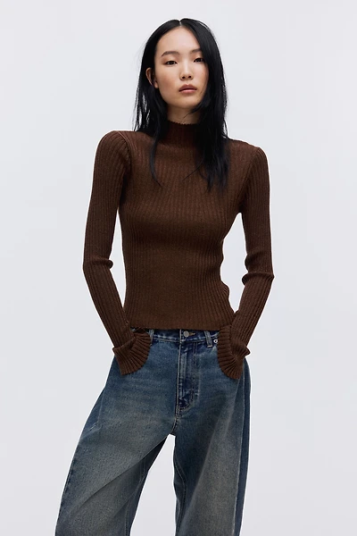 Glittery Mock Turtleneck Top